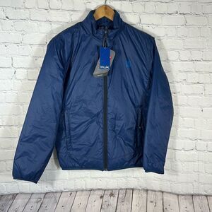 Huk Jacket Mens S Blue Nylon Waypoint Insulated PrimaLoft Packable Fish Outdoor